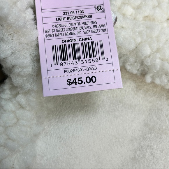 Wild Fable Women XXS Cream Faux Shearling Shimmery Button Front Cozy Jacket New - Picture 8 of 8